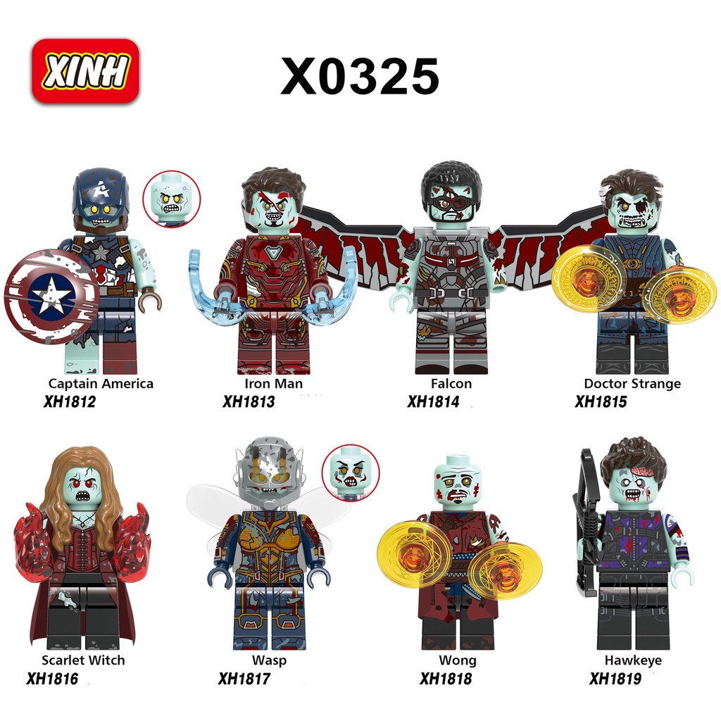 Minifigures Đồ Chơi Lắp Ráp Nhân Vật Marvel DC Siêu Anh Hùng Ironman Falcon Phiên Bản Zombies X0325