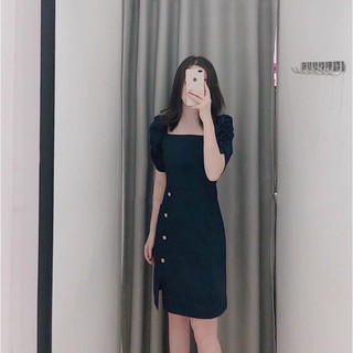 Đầm váy freesize tùng nút dừa 2 màu