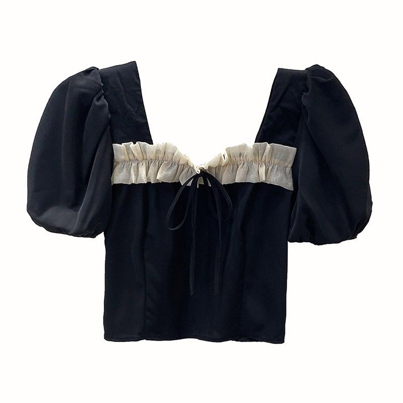 Áo Sơ Mi Chiffon Tay Ngắn Phồng Cổ Vuông Thời Trang Mùa Hè Dành Cho Nữ