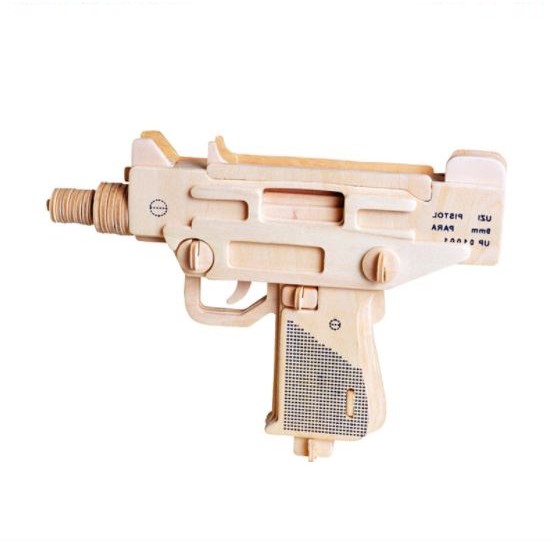 Đồ chơi lắp ghép gỗ 3D Mô hình súng Uzi mini