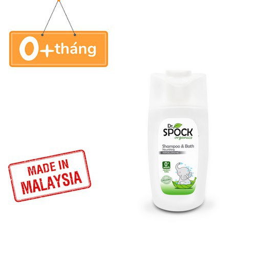 Sữa tắm gội trẻ em Organic 2 trong 1 cho trẻ sơ sinh Dr Spock 400ml (Chứng nhận hữu cơ USDA Organic)