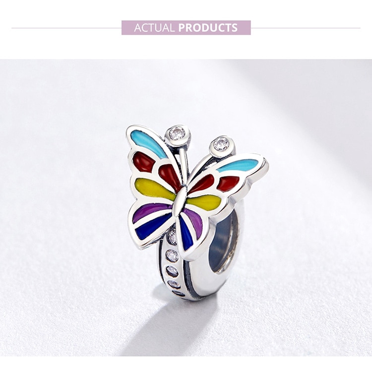 Hạt Trang Sức Bamoer Scc1195 Cho Nữ Trang Trí Vòng Đeo Tay Hình Con Bướm 3mm Màu Sắc Sang Trọng Bằng Bạc 925