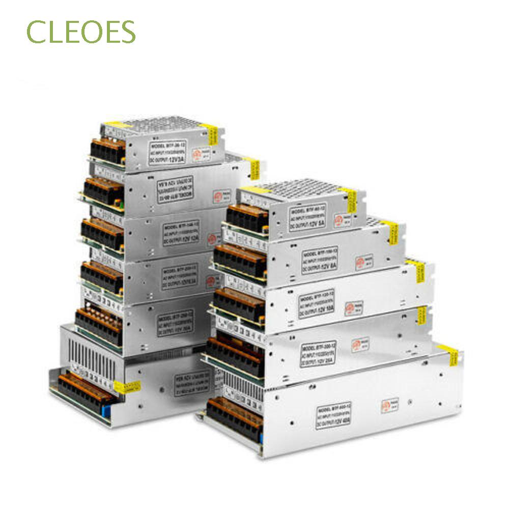 CLEOES Regulated Switching Power Supply For CCTV Regulator Transformer PSU DC Motor Switch Light LED Strip Power 110V 220V 12V/24V Power Supply Source Adapter