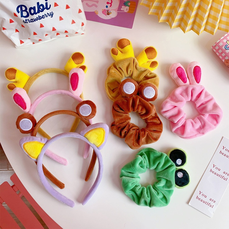 Dây cột tóc đuôi ngựa hình mắt ếch/hươu cao cổ nhồi bông  dễ thương cho nữ và trẻ em