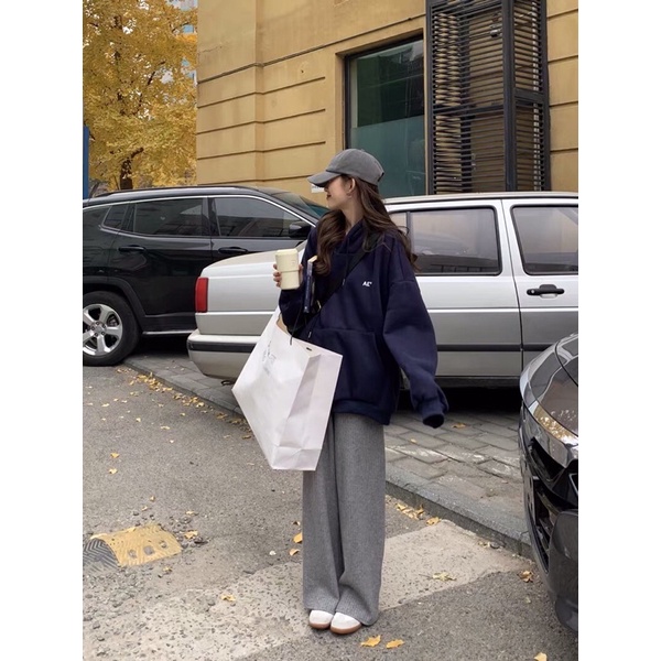 Áo nỉ có mũ xanh than