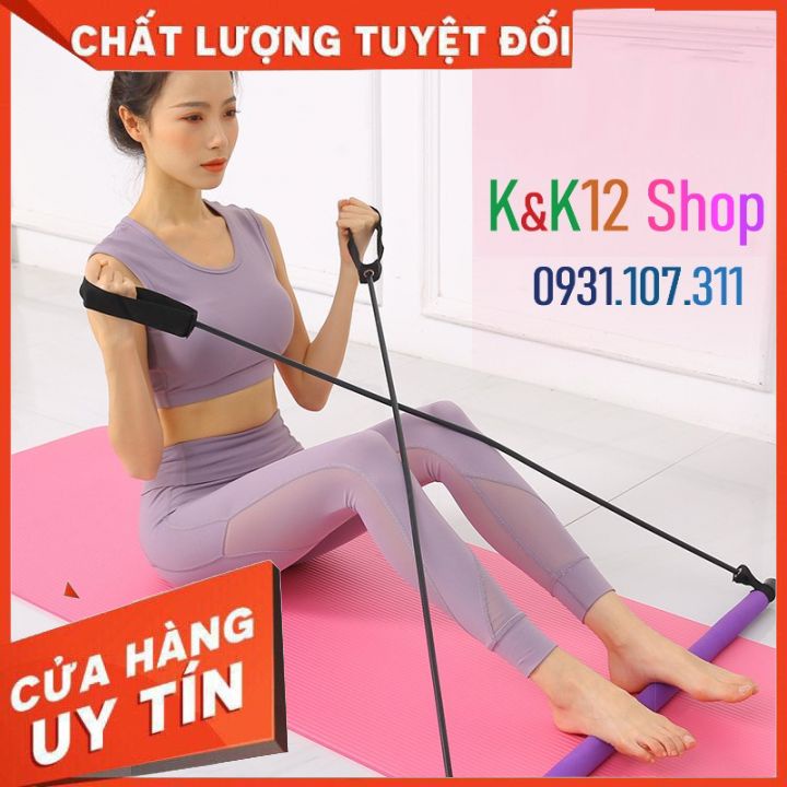 Thanh tập Yoga. Thanh tập cơ Mông Đùi pilates bar Topbody có dây kháng lực dụng cụ tập toàn thân.