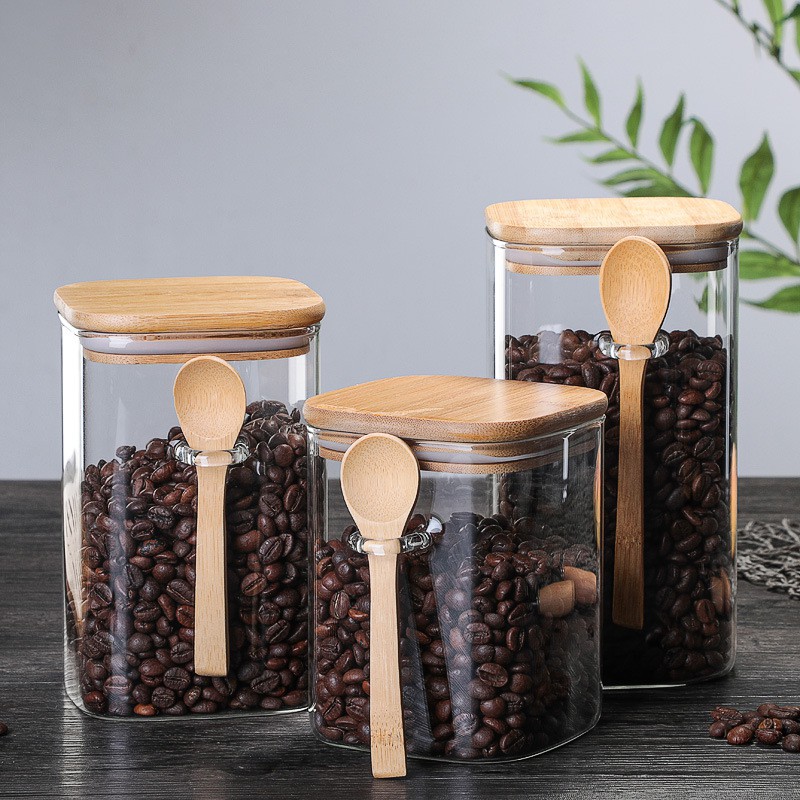 Hủ đựng gia vị thủy tinh HOBBY Home Decor LTT1 - 3 size tùy chọn - loại nắp kín kèm muỗng | BigBuy360 - bigbuy360.vn