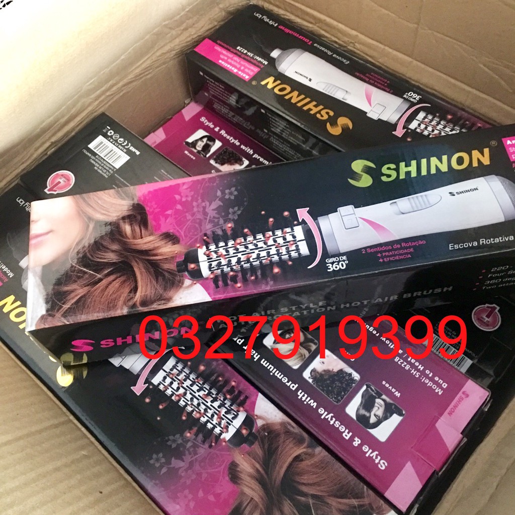 [Free Ship- quà tặng] Lược điện - lược sấy làm xoăn xoay tự động 360 độ SHINON 8228 chính hãng