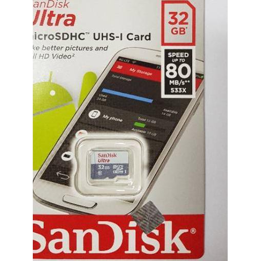 Thẻ Microsd Ultra Uhs-I 80mbps (32Gb) Hiệu Sandisk | BigBuy360 - bigbuy360.vn