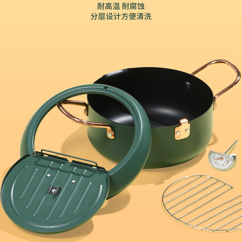 Nồi Chiên Ngập Dầu Mini Bằng Thép Không Gỉ 304 Nhiệt độ nấu ăn có thể điều khiển với nhiệt kế cho nhà bếp Oxygen072