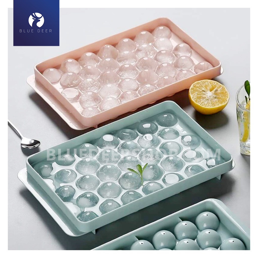 Khay làm đá tròn 33 viên, khay đá có nắp thông minh hình bi – BLUE DEER