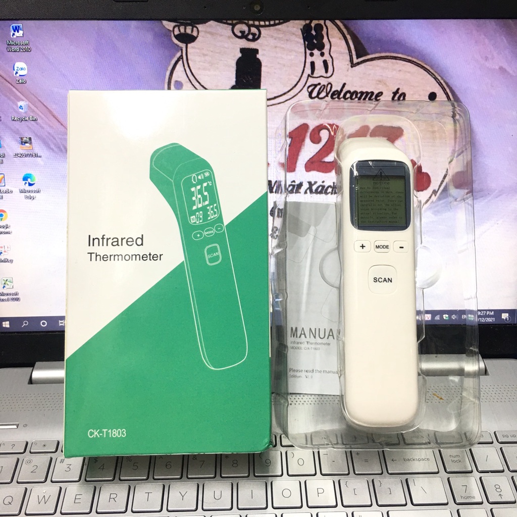 Nhiệt kế điện tử, hồng ngoại đo trán, tai, thân nhiệt, súng bắn nhiệt độ y tế, tặng kèm khẩu trang.