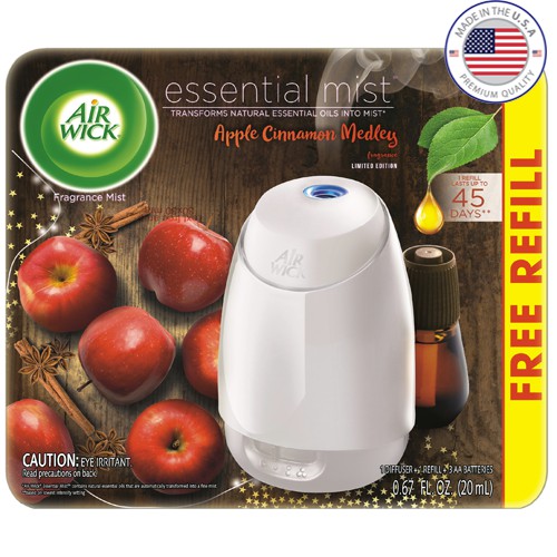 [HCM] Máy Xông Tinh Dầu Siêu Âm Airwick Essential Mist Apple Cinnamon, USA