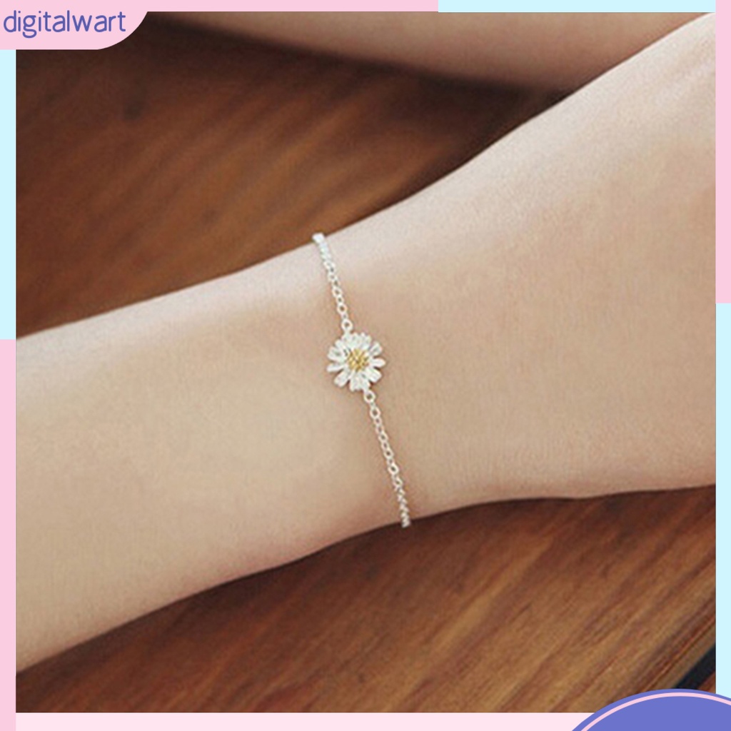 Lắc chân mạ bạc hình hoa cúc dễ thương