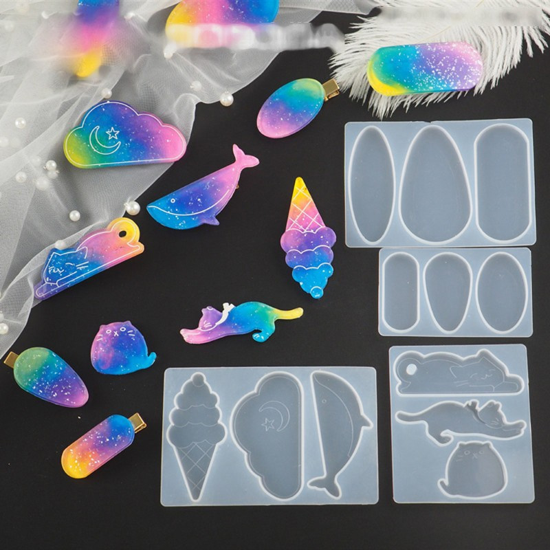 Set 4 Khuôn Silicon Làm Kẹp Tóc Tạo Hình Dễ Thương