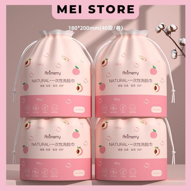 Khăn Lau Mặt Khô ANIMERRY COTTON Cao Cấp Bịch Cuộn Khăn Tẩy Trang Túi Rút Khăn Đào Nội Địa Trung