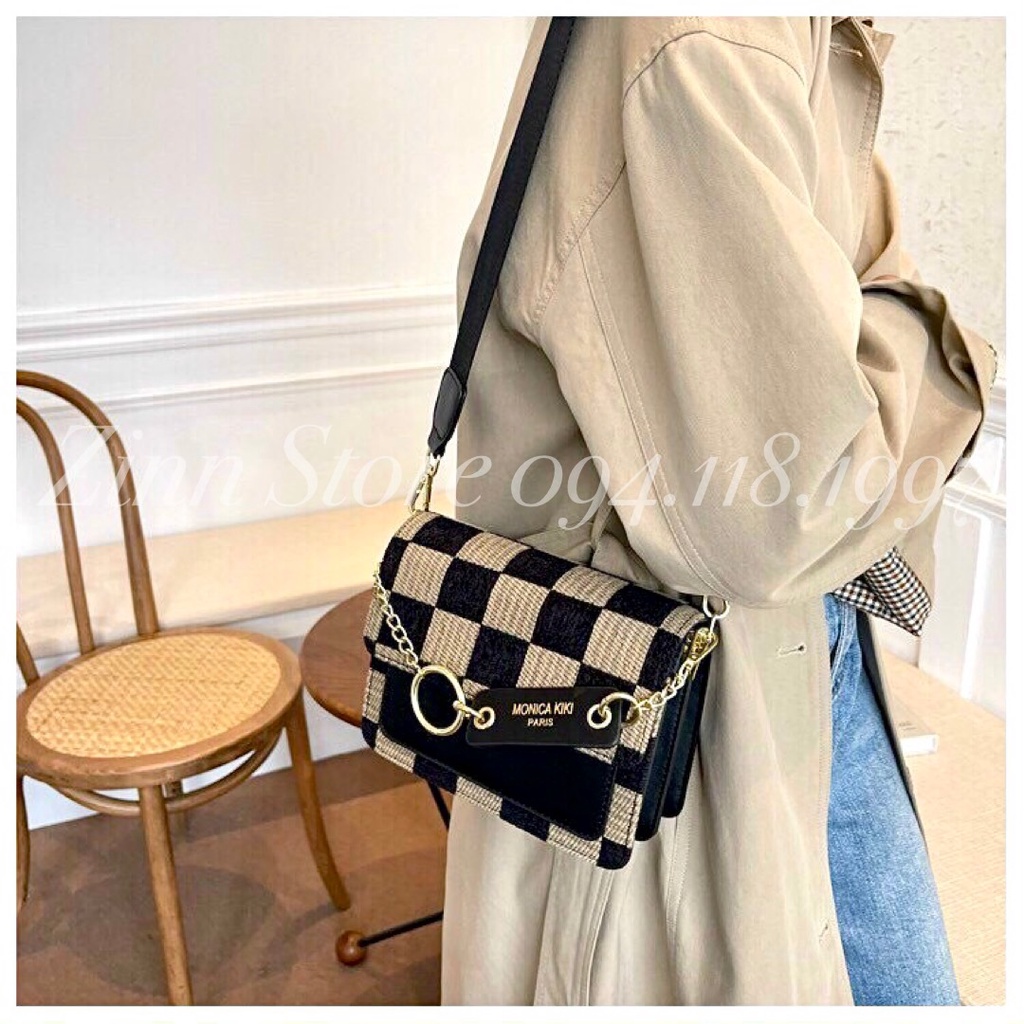 Túi Xách Nữ Đeo Chéo Dáng Vuông Kẻ Caro kèm Dây Bản To Trẻ Trung Z119