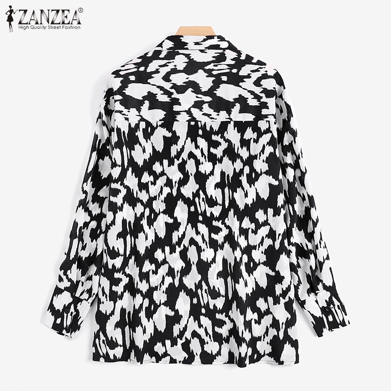 ZANZEA Áo Sơ Mi Tay Dài Cài Khuy In Họa Tiết Thời Trang Cho Nữ