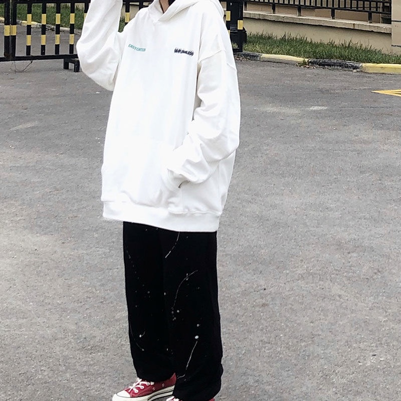 Áo Hoodie Dáng Rộng In Chữ Phong Cách Hàn Quốc Dành Cho Nữ