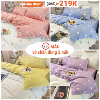 Bộ vỏ chăn ga giường và 2 vỏ gối cotton poly nhập khẩu tim nhẹ nhàng nhiều màu cho nệm 1m2 m4 m6 m8 2m 2m2