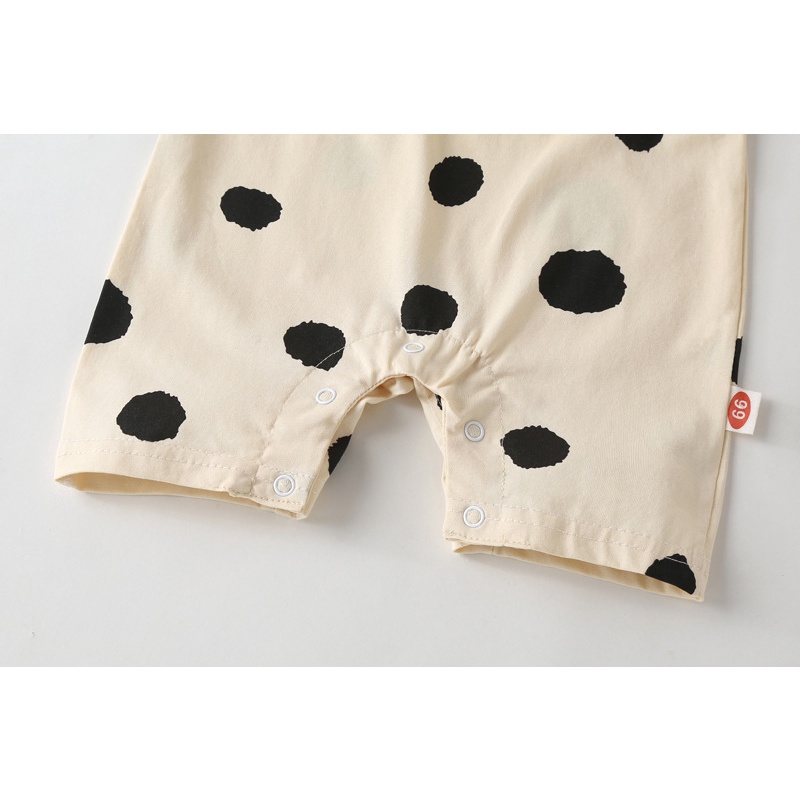 Bộ Áo Liền Quần Tay Ngắn Họa Tiết Chấm Bi Phong Cách Hàn Quốc Thời Trang Cho Bé Trai