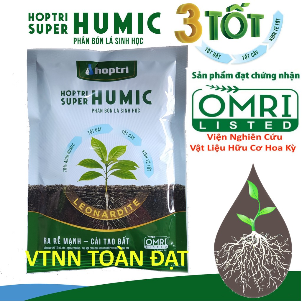 Super Humic gói 250g, Phân Bón Sinh Học Humic Axit giúp ra rễ mạnh, phục hồi cây, cải tạo đất