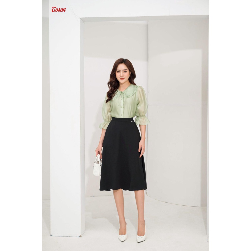 Chân váy đen xòe basic, túi sườn tuýp si Toson 32990B52