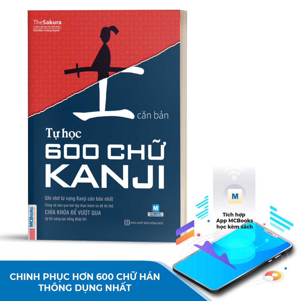 Sách - Tự học 600 Chữ Kanji Căn Bản Bản Mới Cho Người Mới Bắt Đầu