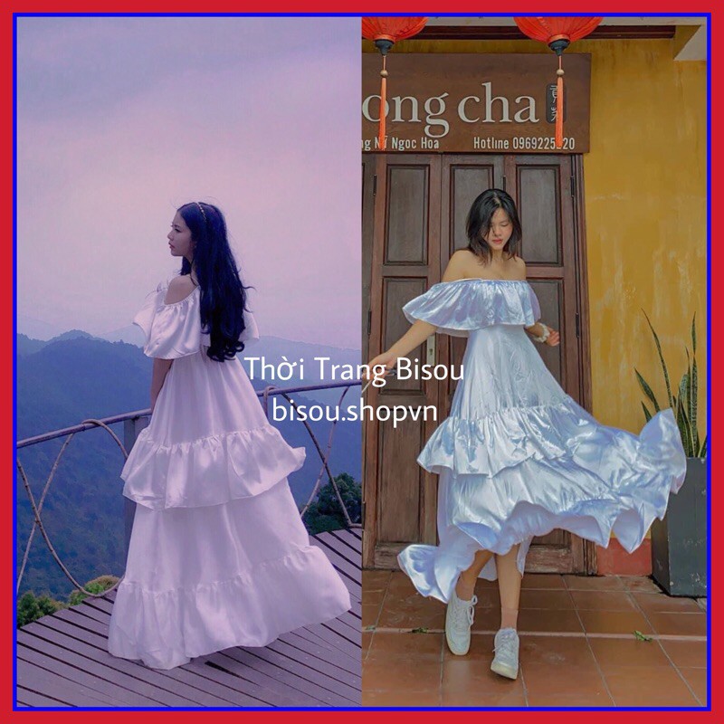 trang phục VIDEO THẬT❤️MAXI TRỄ VAI BÈO NHIỀU TẦNG,ĐẦM CÔNG CHÚA TRẮNG XOÈ ĐẸP GIÁ RẺ VÁY KỈ YẾU TIỆC DU LỊCH VINTAGE hì