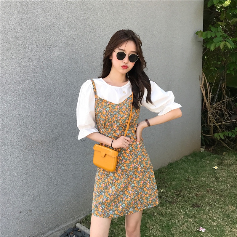 Váy nữ đầm nữ hoa nhí kèm áo rời dạng yếm V05 | BigBuy360 - bigbuy360.vn