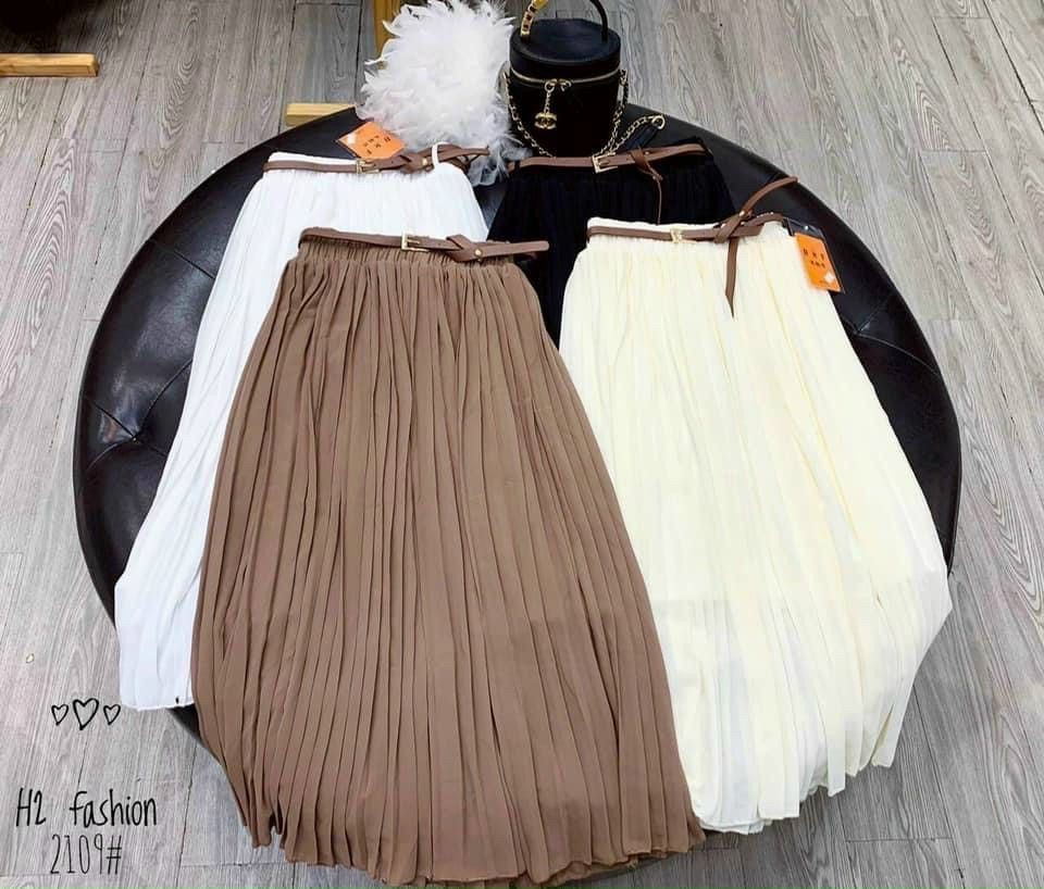 Chân váy von kèm đai nhiều màu sắc xếp ly dáng dài | BigBuy360 - bigbuy360.vn