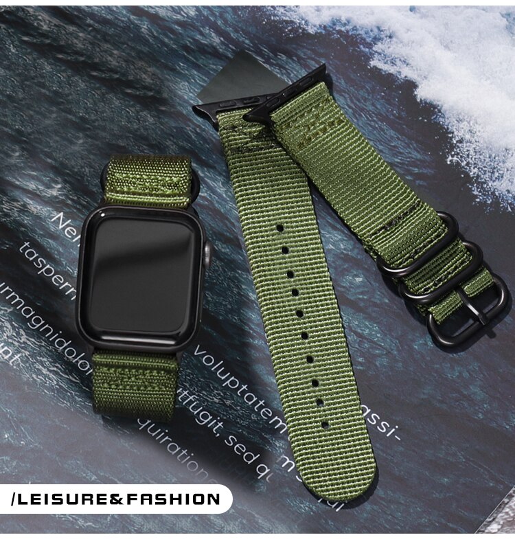 Dây đeo nylon khóa kim loại thích hợp cho Apple Watch dòng 6 Se 5 4 3 2 1 42mm 38mm 40mm 44mm