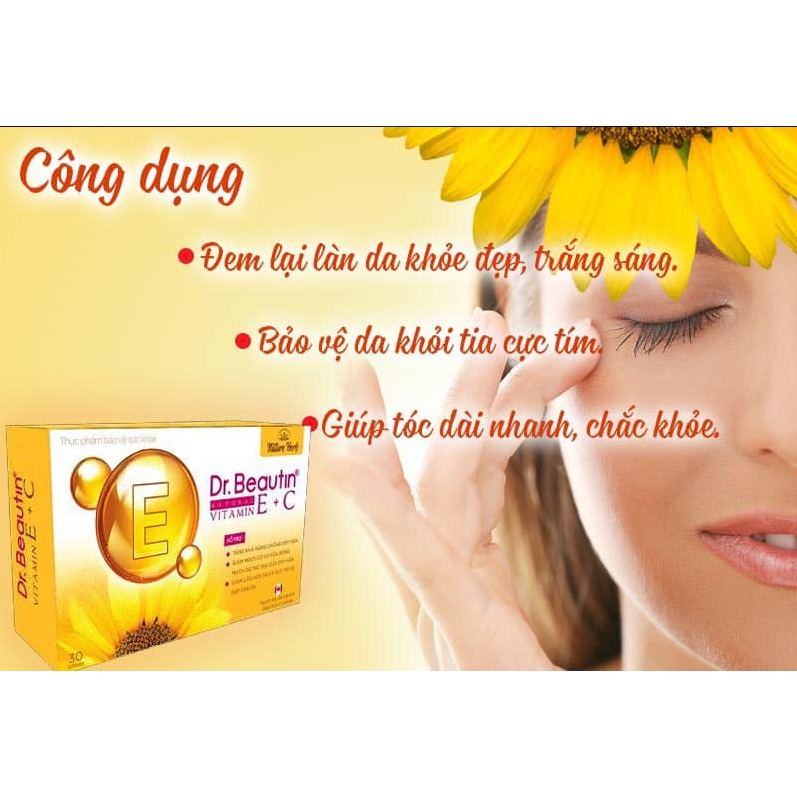 Dr.Beautin Natural Vitamin E + C 30 viên - Hỗ trợ tăng khả năng chống oxy hóa, giảm lão hóa da và duy trì vẻ đẹp cho da | BigBuy360 - bigbuy360.vn