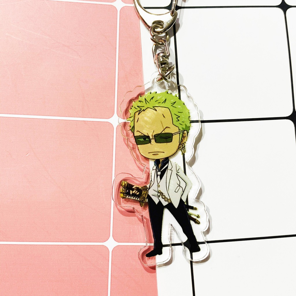 ( Mica trong acrylic ) Móc khóa One Piece Đảo Hải Tặc Zoro quà tặng xinh xắn dễ thương in hình anime chibi