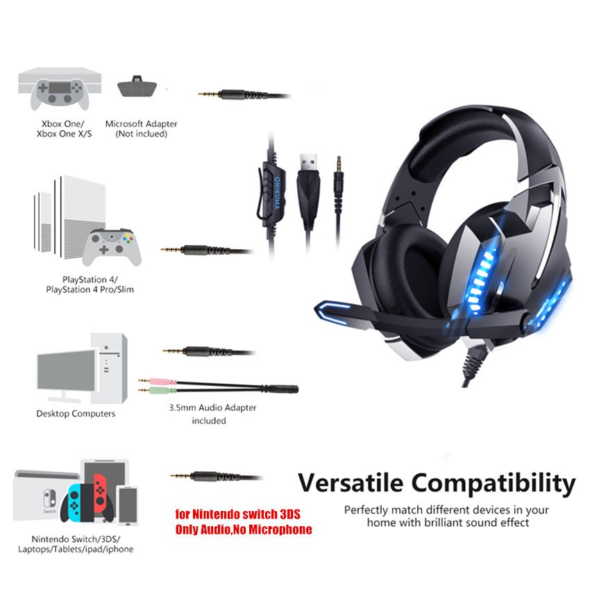 Tai nghe chơi game Onikuma K18 có micro khử tiếng ồn chất lượng cao cho PC/PS4 | BigBuy360 - bigbuy360.vn