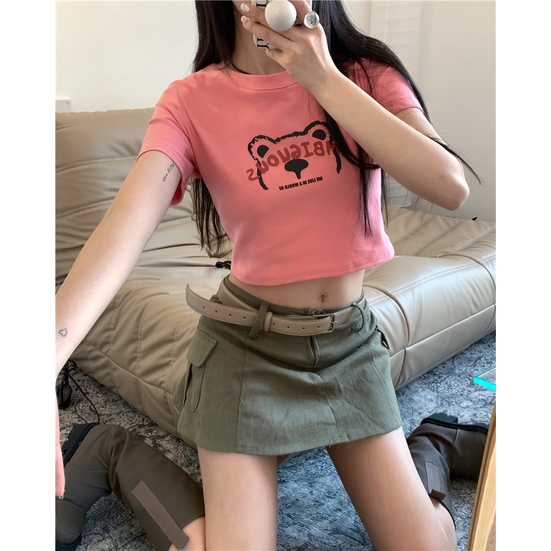 Áo Thun Nữ Ngắn Tay In Hình Gấu 49397