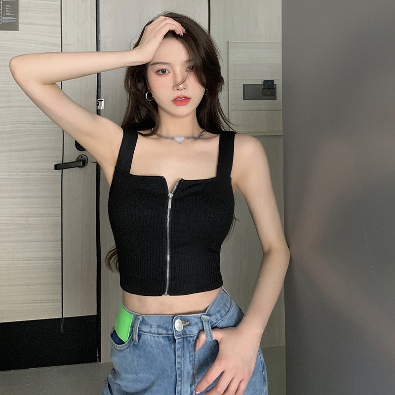 Áo Croptop Sát Nách Cổ Vuông Form Ôm Phong Cách Quyến Rũ