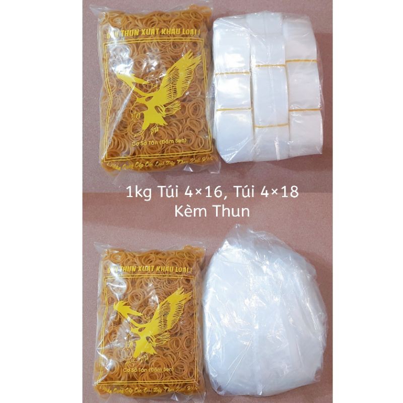 1kg Túi Nilon 4×16, 4×18 Kèm 500gr Thun Cột