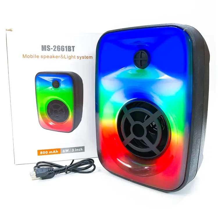 Loa Bluetooth MS-2661BT có đèn led RGB âm thanh chất lượng bass trầm tích hợp khe cắm thẻ nhớ, USB