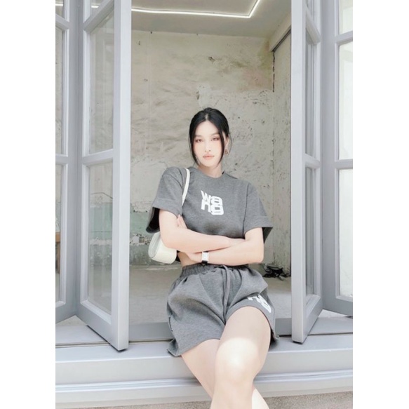 Set bộ nữ short thun ống rộng kèm áo croptop, sét đồ thời trang xì tin xinh xắn
