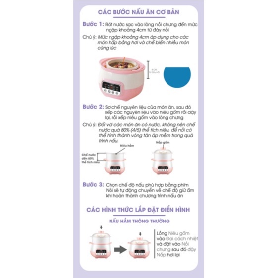 Nồi Hấp Cháo Chậm Cho Bé Yoota Baby, Nồi Chưng Hấp Cách Thủy 2 Tầng Đa Năng 0.8L