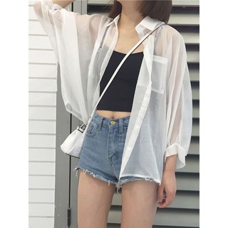 (ORDER) Áo sơ mi voan mỏng Hàn Quốc