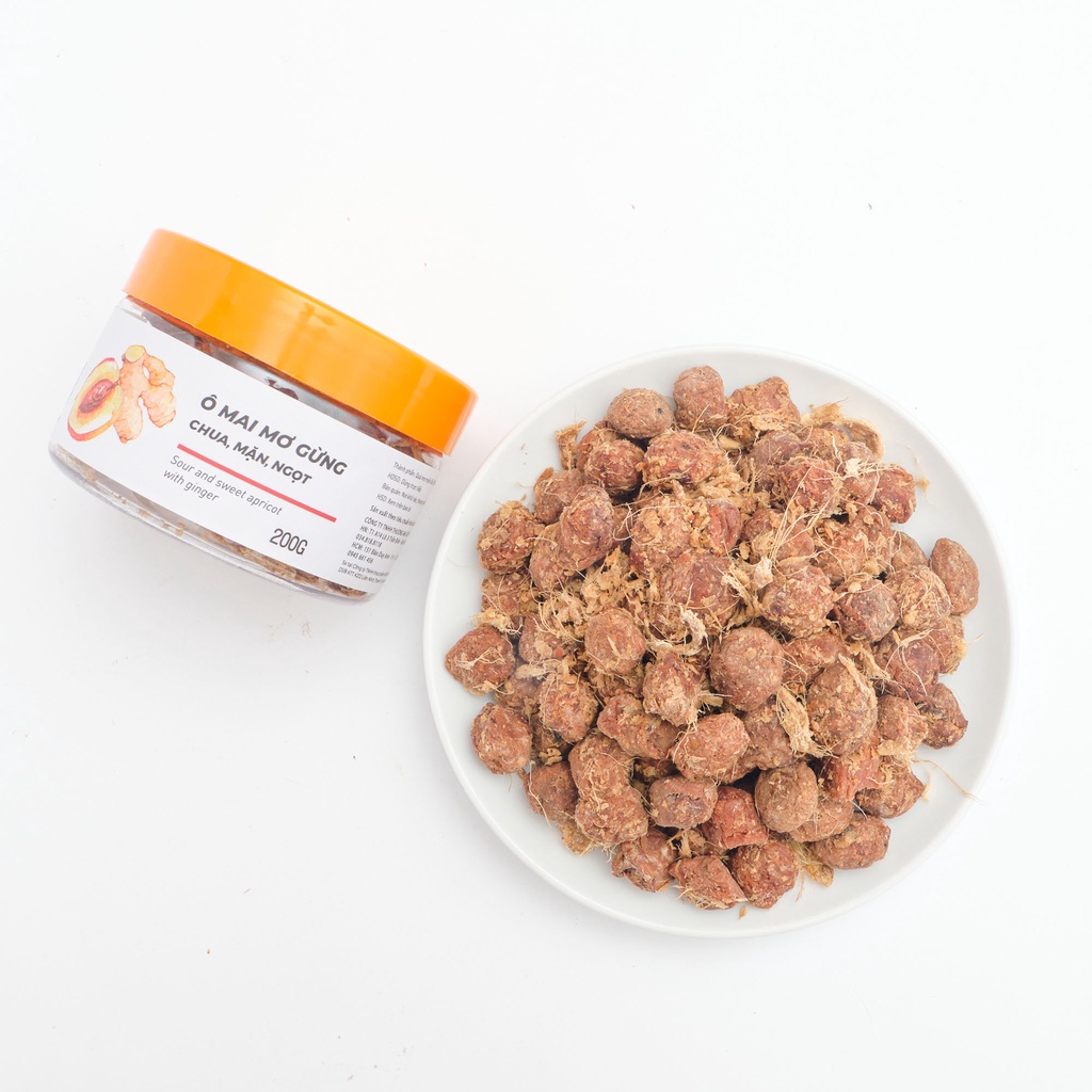 Ô mai mơ gừng VIETGOURMET  ô mai ăn vặt vị chua, mặn, ngọt đặc sản hà nội  ( hộp 200gr )