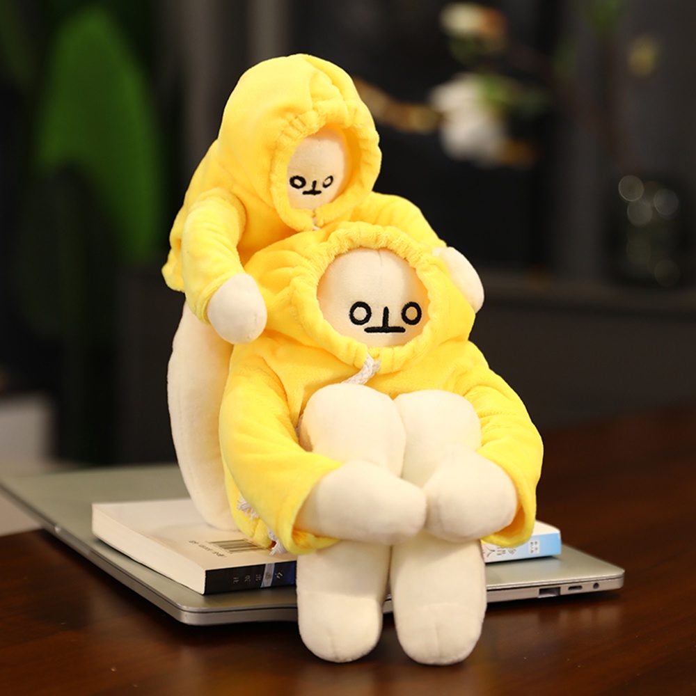 Net red creative doll Korean healing department squatting banana man expression bag pillow plush toy