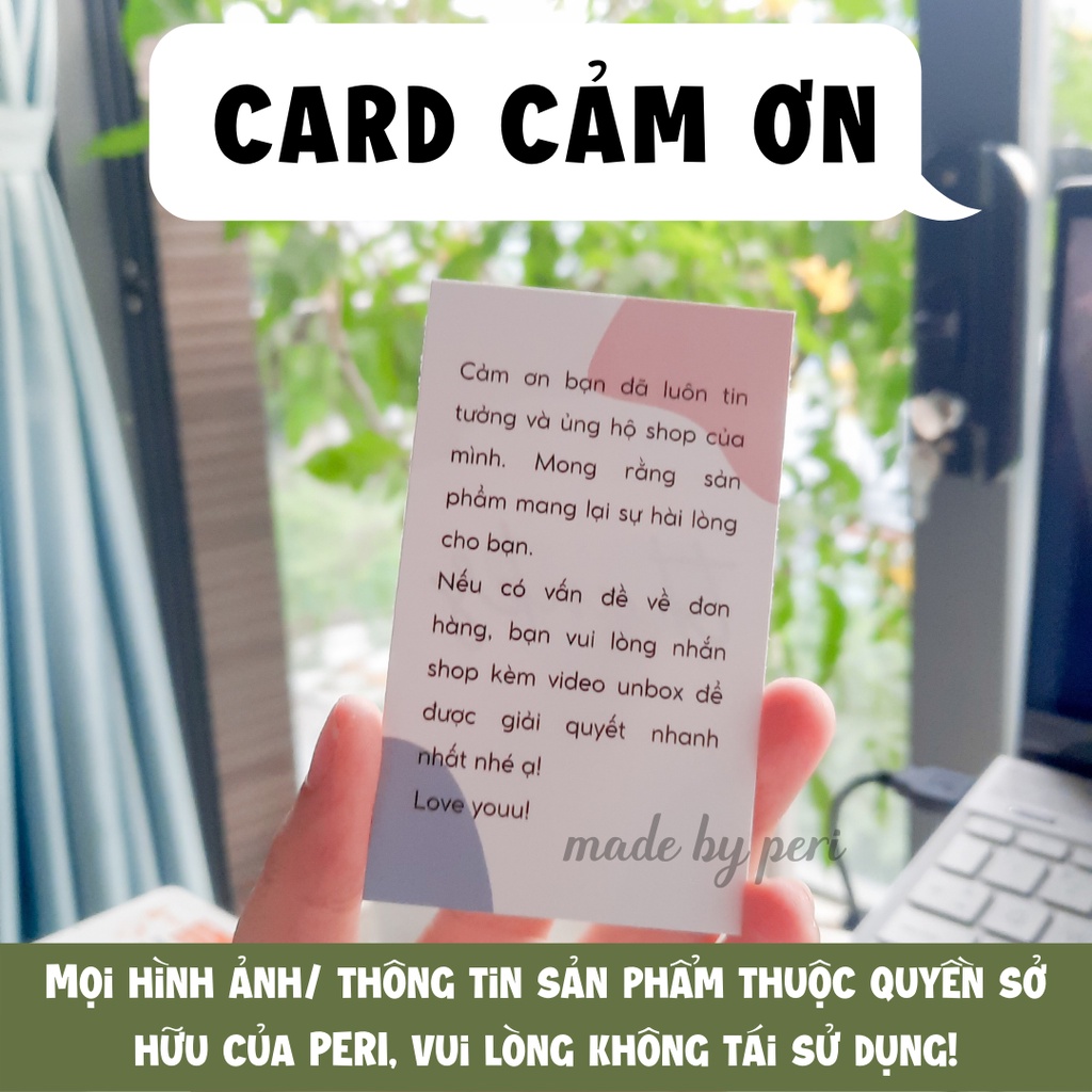 (newww) Set 100 card thank you, thiệp cảm ơn dành cho shop mẫu blob mẫu dạng đứng, dễ thương, dịu dàng size 9x5.5cm