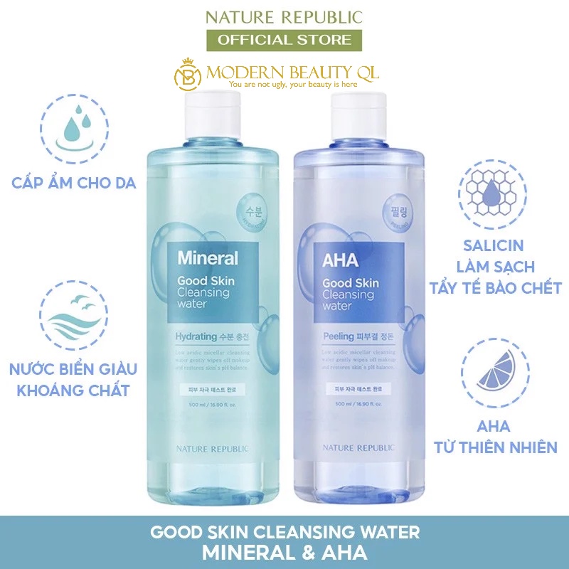CHÍNH HÃNG:  Nước Tẩy Trang Nature Republic Tẩy Tế Bào Chết, Lầm Sạch Sâu Và Kháng Viêm Dành Cho Da Mụn 500ml