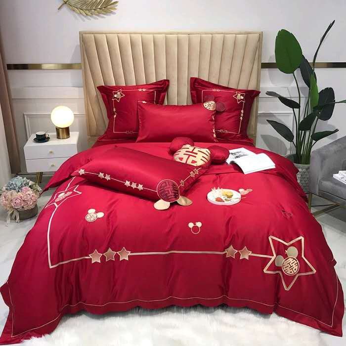 Bộ Chăn Ga Gối 7 Món Lụa Thêu THIÊN NGA  siêu Đẳng Cấp -> Mẫu Cưới Mới Nhất 2022