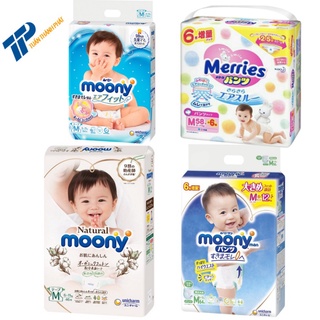 Tã/bỉm dán/quần merries - moony natural - moony xanh - nội địa nhật bản full size nb96/s88/m68/m64/l50/xl44/xxl28