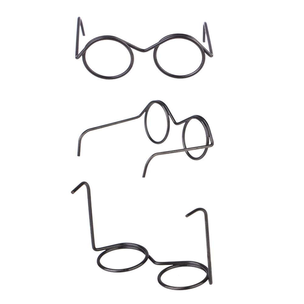 Set 5 mắt kính không tròng màu đen phong cách cổ điển cho búp bê