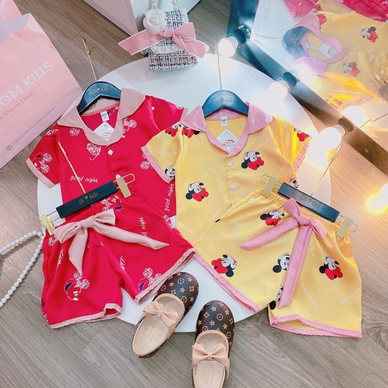 [XẢ GIÁ SỐC] Bộ ngủ lụa pijama cộc tay siêu xinh dành cho bé gái